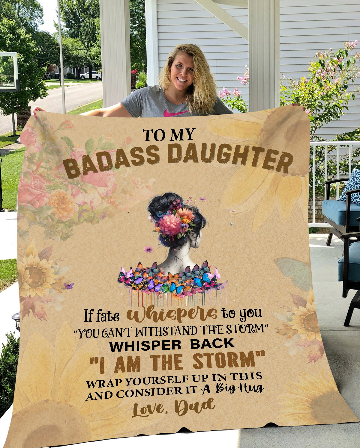 To My Badass Daughter - I am The Storm Cozy Plush Fleece Blanket