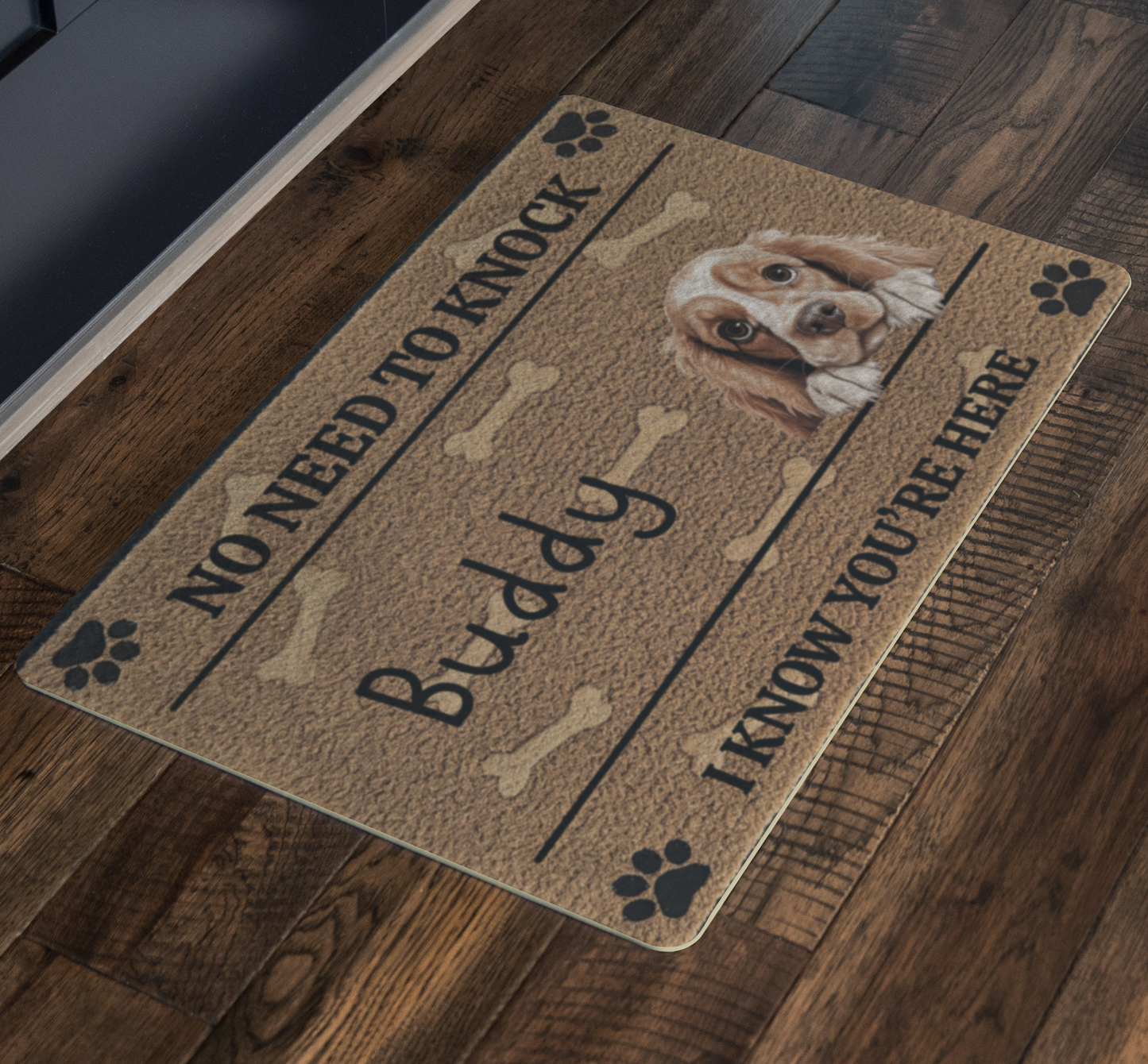 No Need To Knock, Our Security System Has Paws - Dog Personalized Custom Home Decor Decorative Mat - House Warming Gift For Pet Owners, Pet Lovers