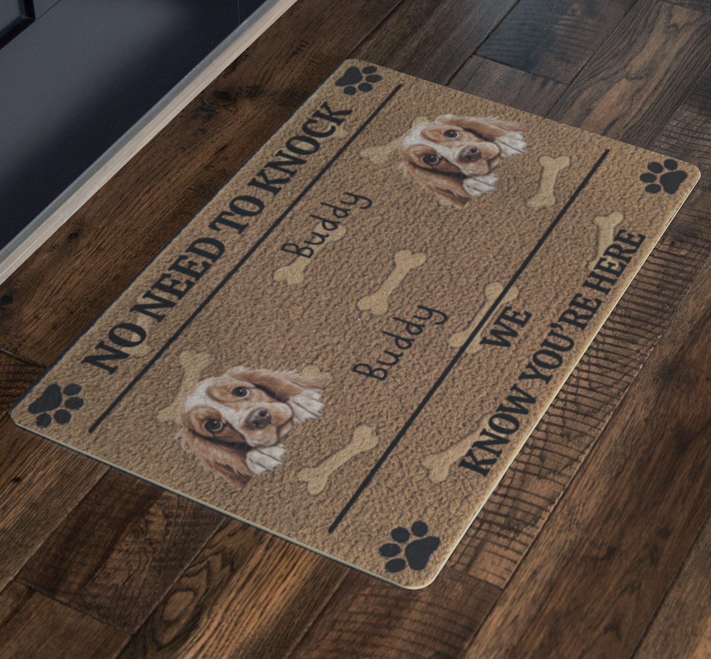 No Need To Knock, Our Security System Has Paws - Dog Personalized Custom Home Decor Decorative Mat - House Warming Gift For Pet Owners, Pet Lovers