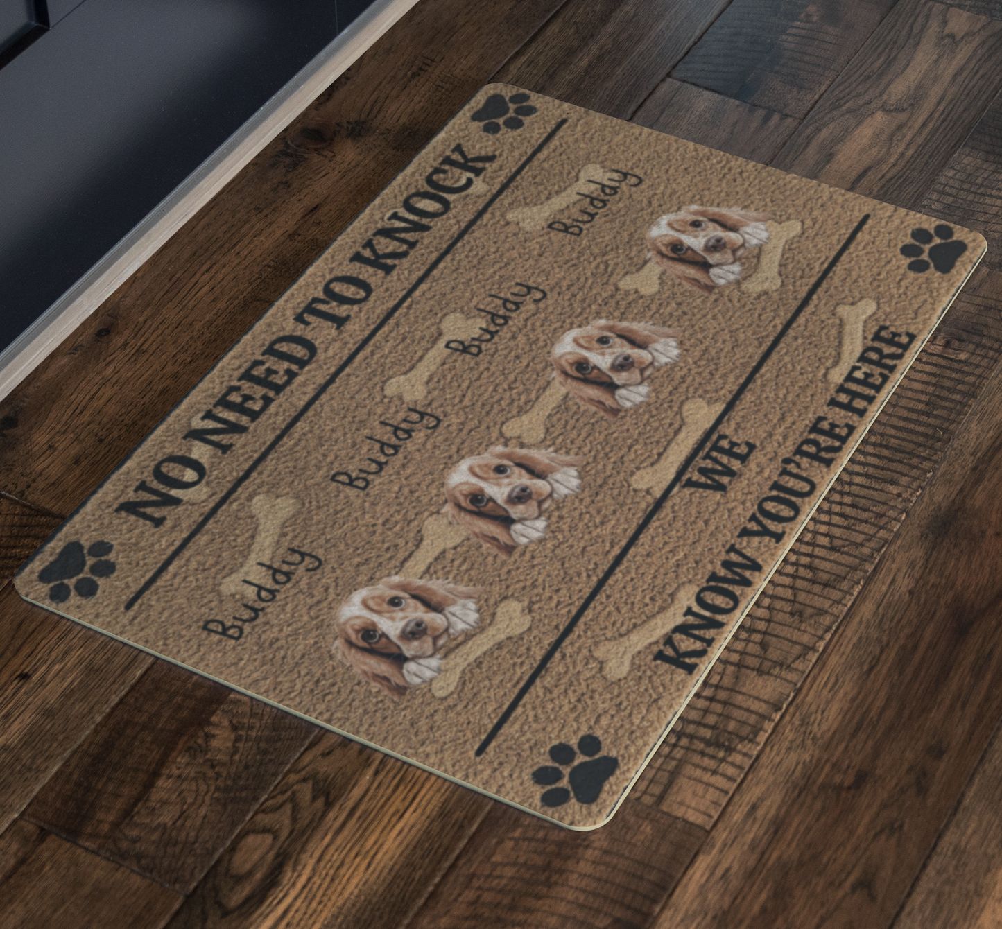 No Need To Knock, Our Security System Has Paws - Dog Personalized Custom Home Decor Decorative Mat - House Warming Gift For Pet Owners, Pet Lovers