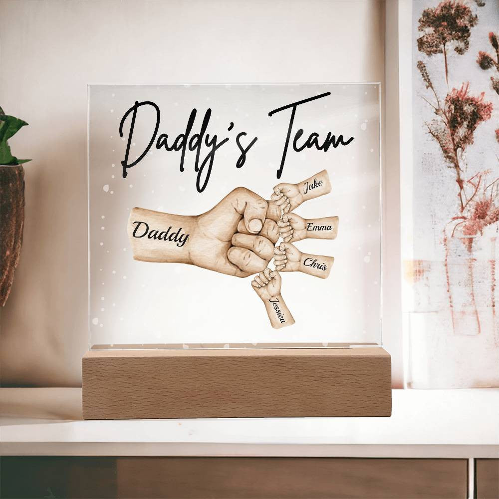 Daddy's Team Personalized Acrylic LED Plaque