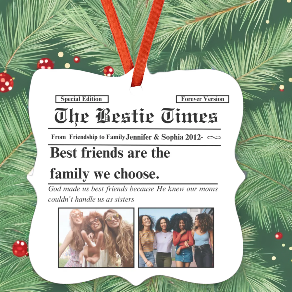 Besties Times | Best Friends Forever | Personalized Christmas Ornament