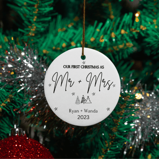 Mr. Mrs. Personalized First Christmas Ornament