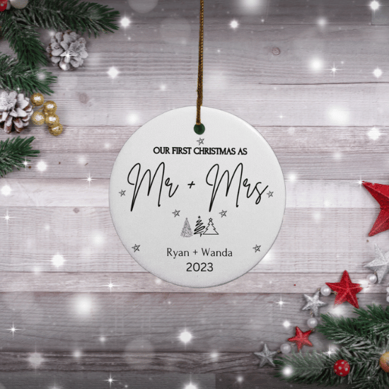 Mr. Mrs. Personalized First Christmas Ornament