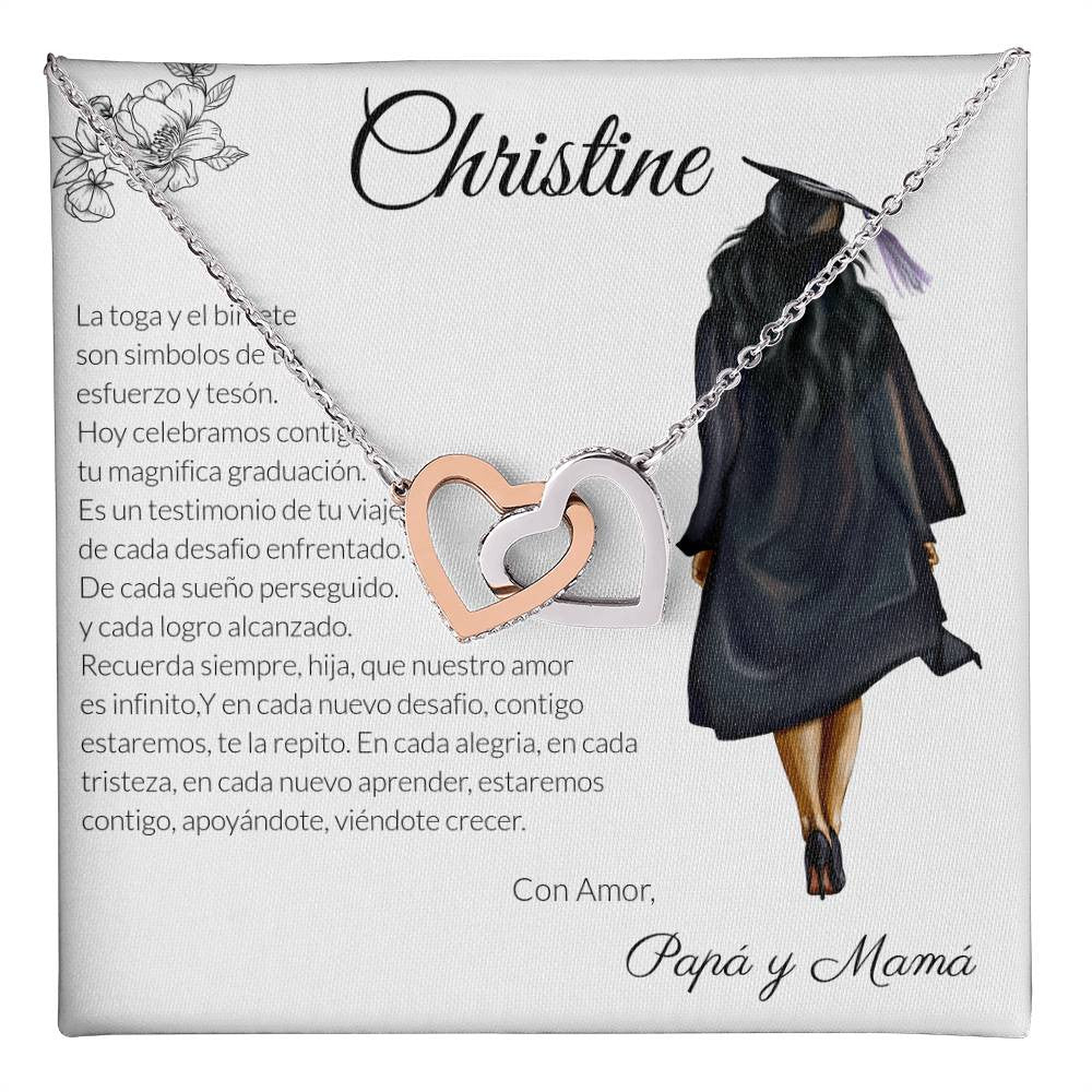 Joya del Triunfo: Collar Corazones Entrelazados con Mensaje del Corazón