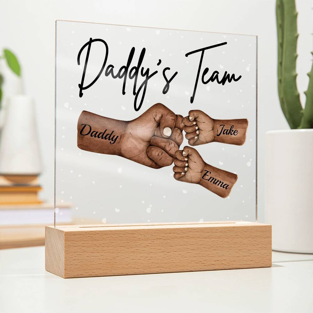 Daddy's Team Personalized Acrylic LED Plaque