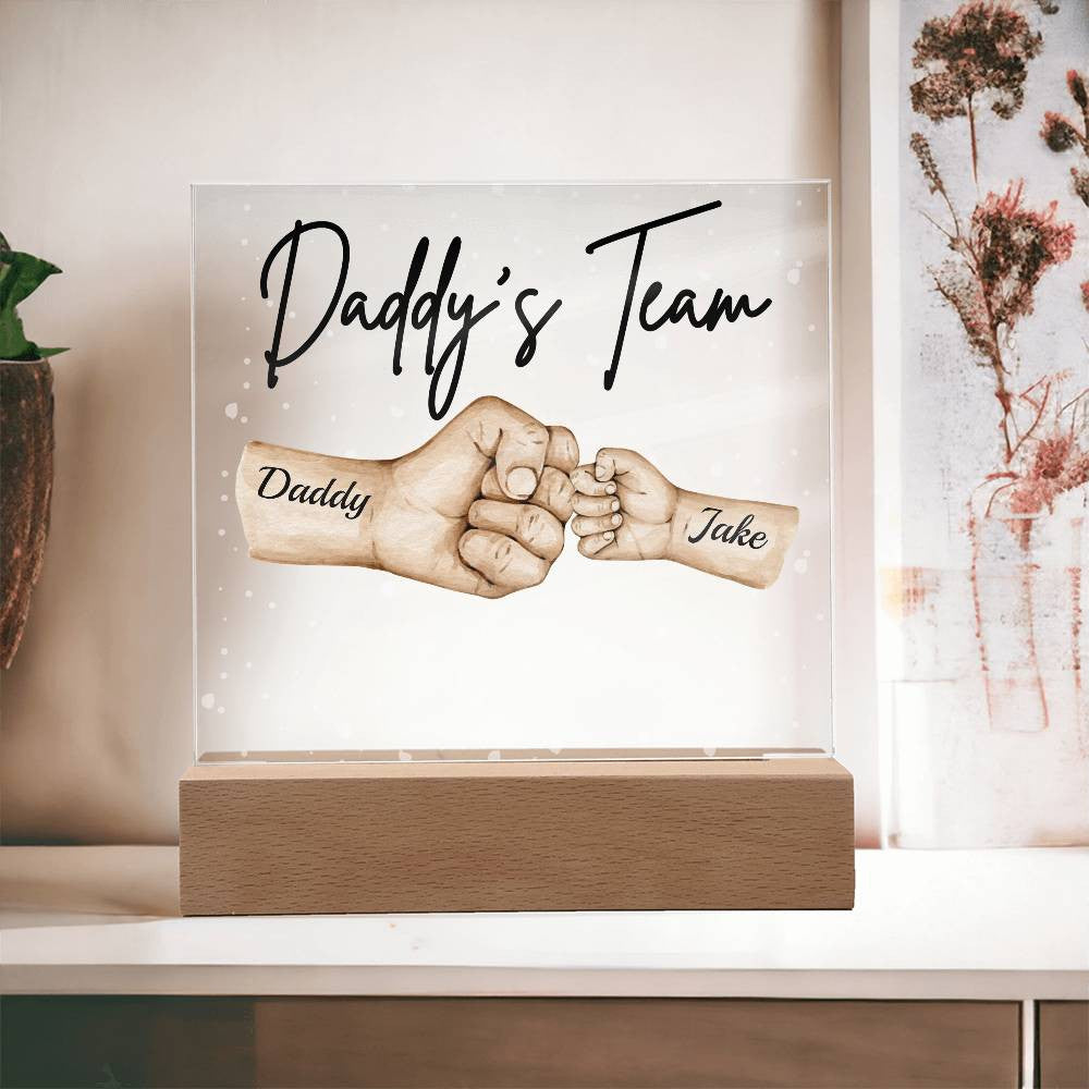 Daddy's Team Personalized Acrylic LED Plaque