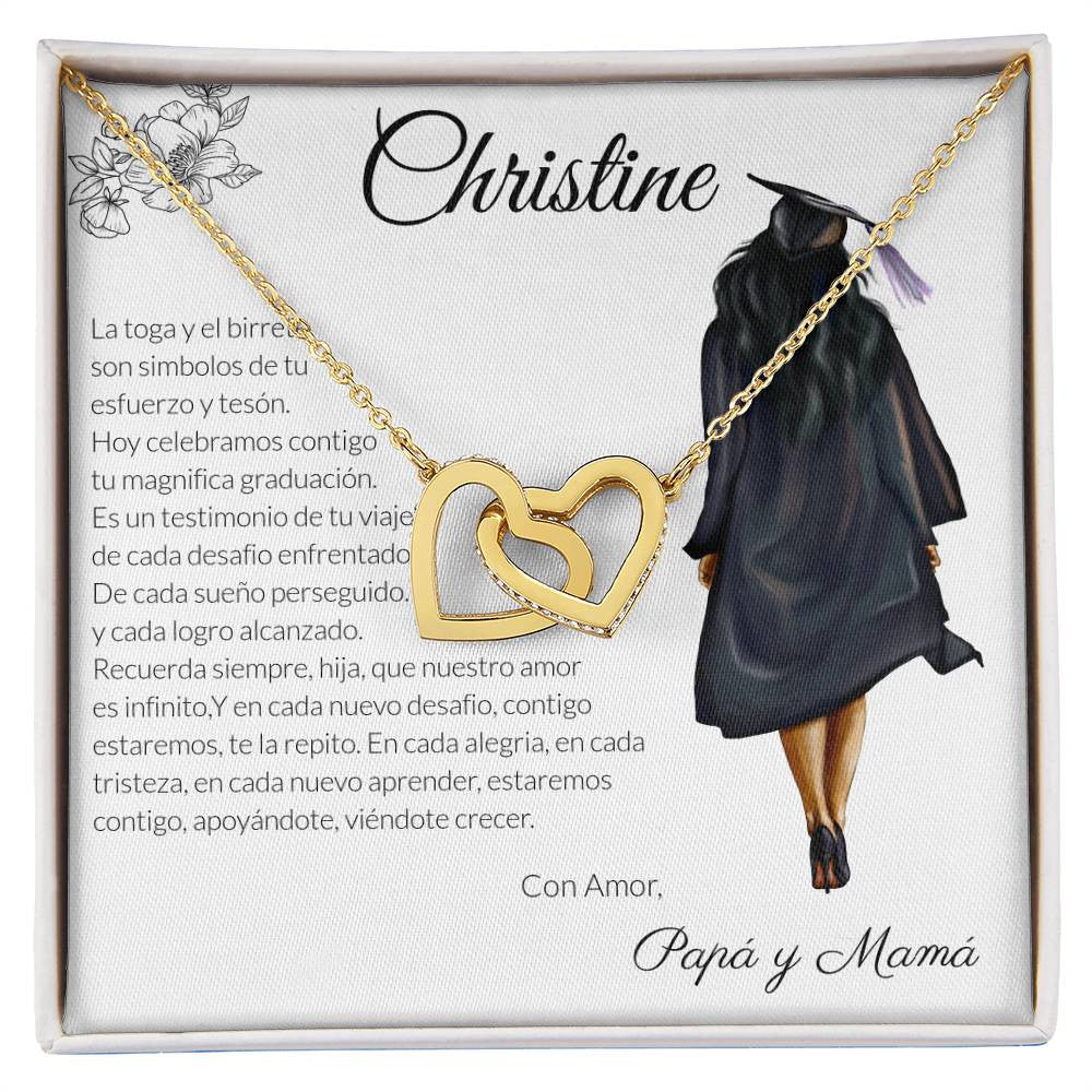 Joya del Triunfo: Collar Corazones Entrelazados con Mensaje del Corazón