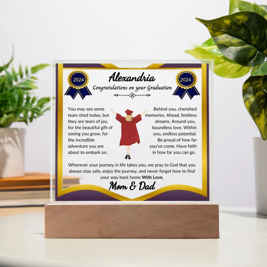 Congratulations On Your Graduation - Personalized Plaque With LED Light