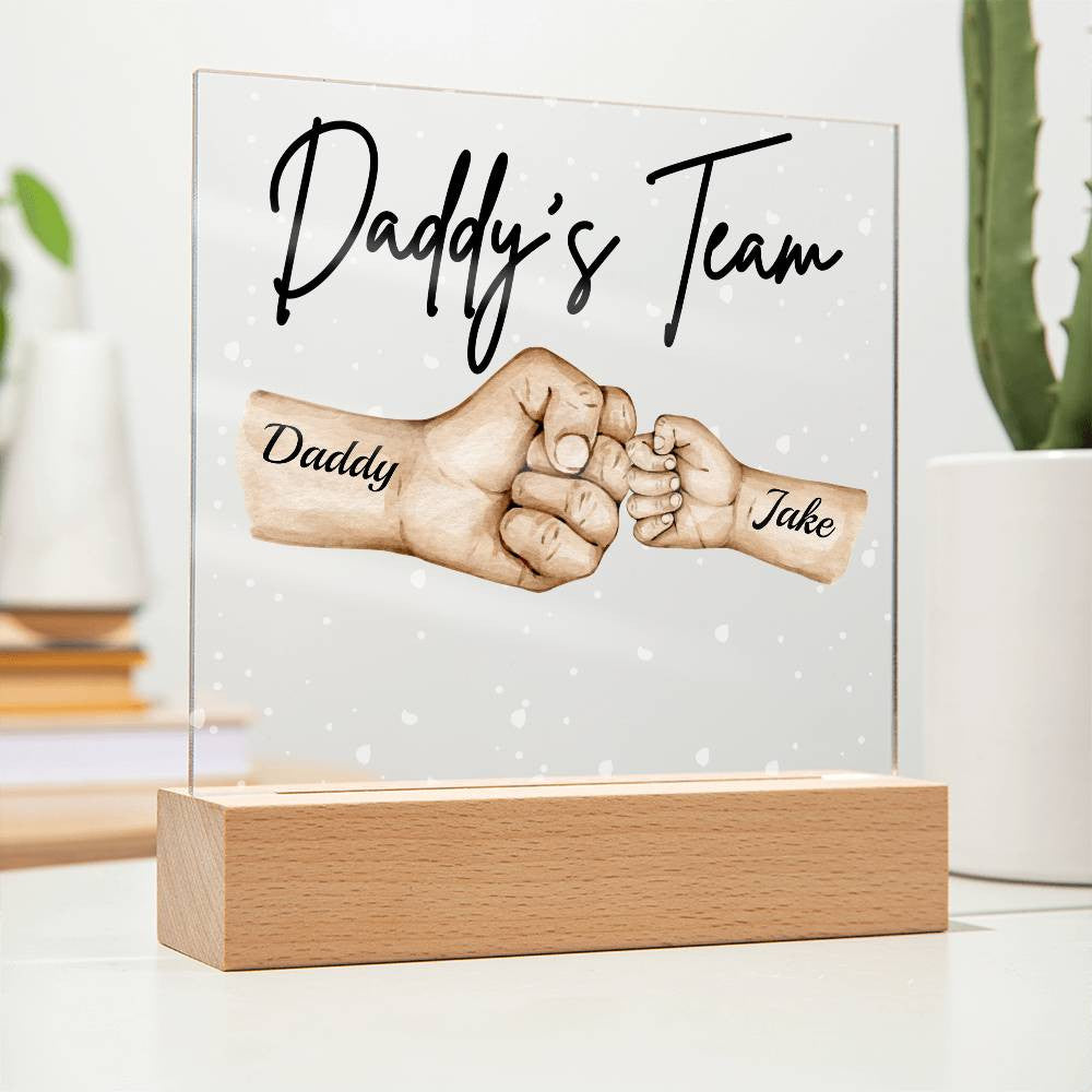 Daddy's Team Personalized Acrylic LED Plaque