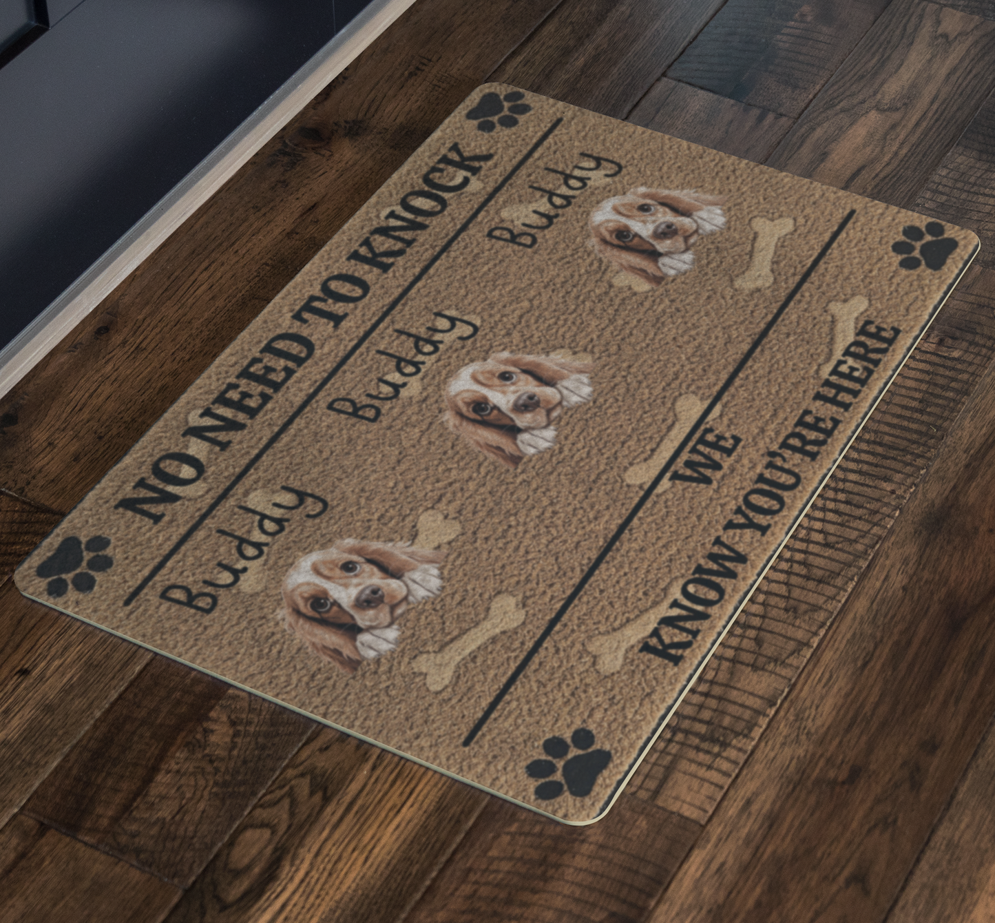 No Need To Knock, Our Security System Has Paws - Dog Personalized Custom Home Decor Decorative Mat - House Warming Gift For Pet Owners, Pet Lovers