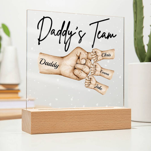 Daddy's Team Personalized Acrylic LED Plaque