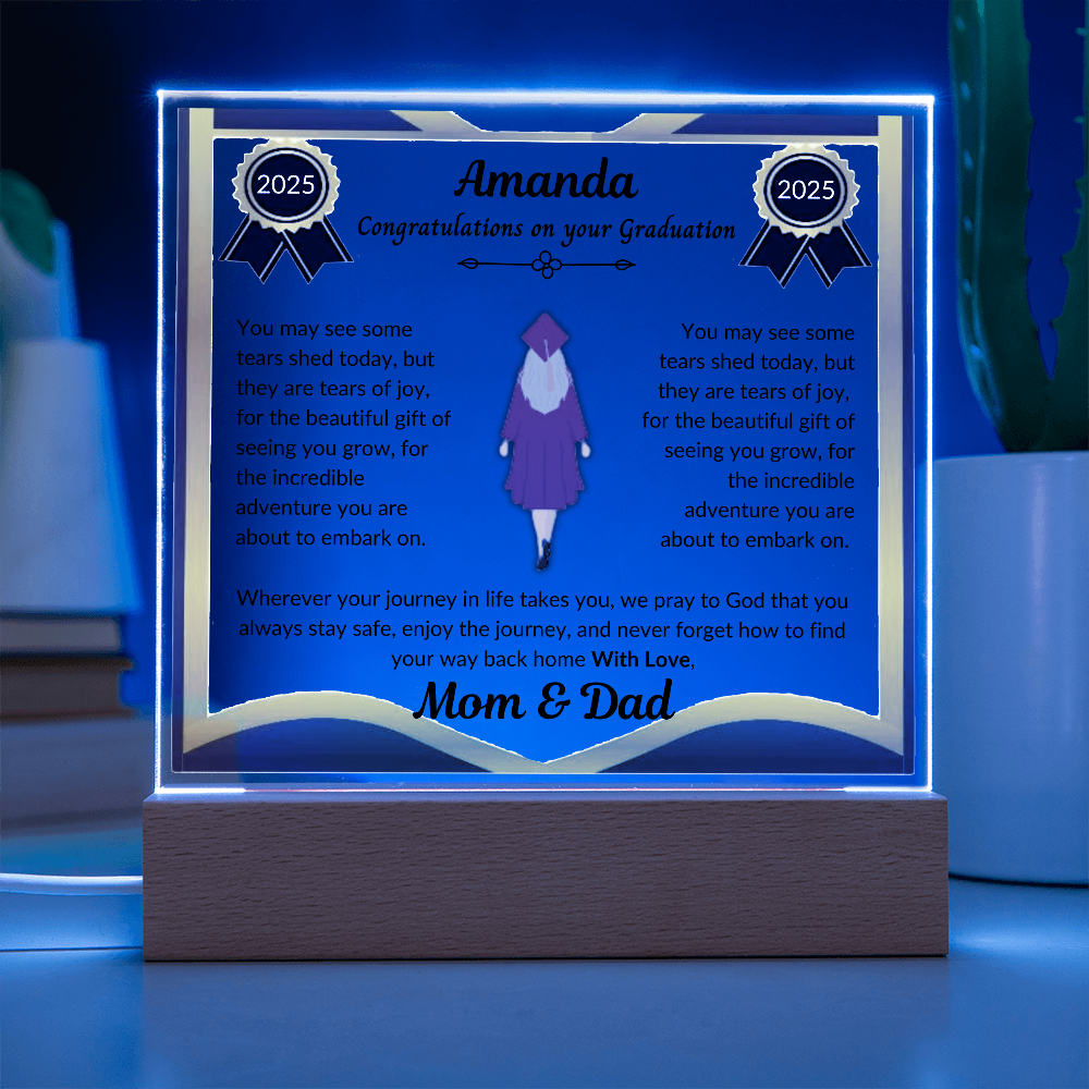 Personalized Graduation Plaque With LED Light - Congratulations On Your Graduation