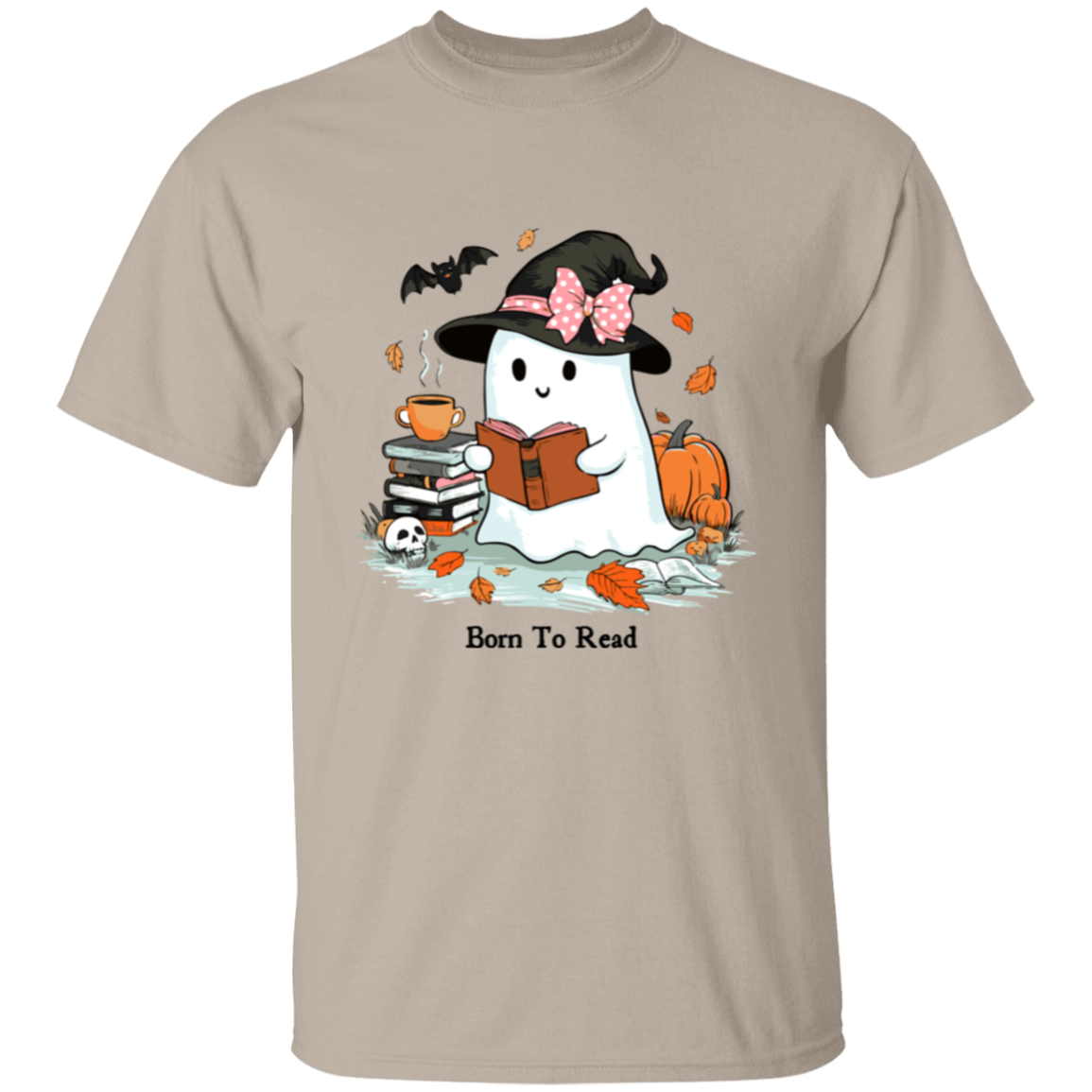 Cute Ghost With Witch Hat Born To Read T-Shirt, Sweatshirt, Hoodie