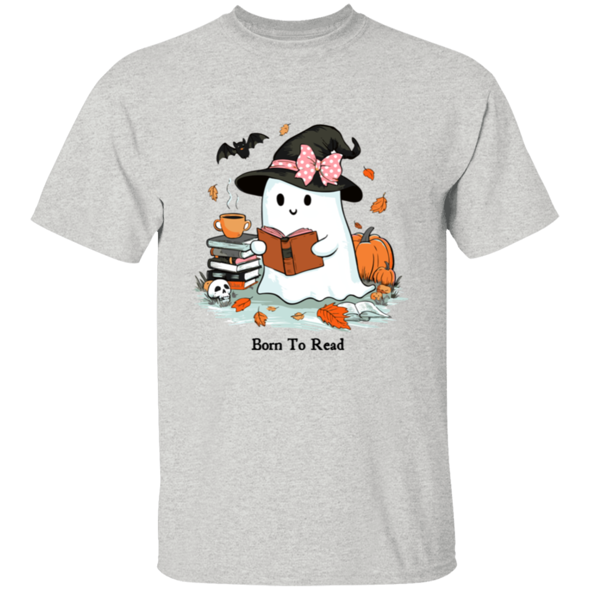 Cute Ghost With Witch Hat Born To Read T-Shirt, Sweatshirt, Hoodie