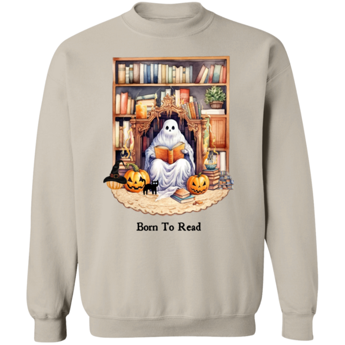 Born To Read Cute Ghost Sitting T-Shirt, Sweatshirt, Hoodie