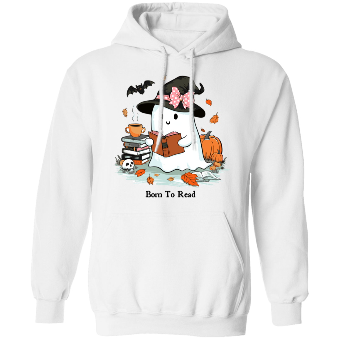 Cute Ghost With Witch Hat Born To Read T-Shirt, Sweatshirt, Hoodie