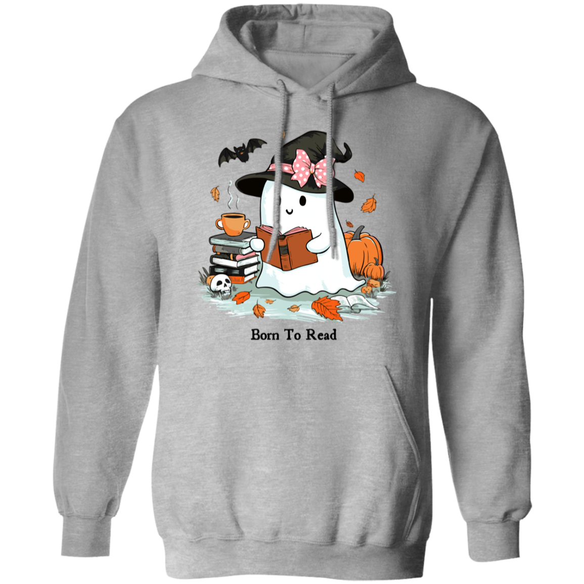 Cute Ghost With Witch Hat Born To Read T-Shirt, Sweatshirt, Hoodie