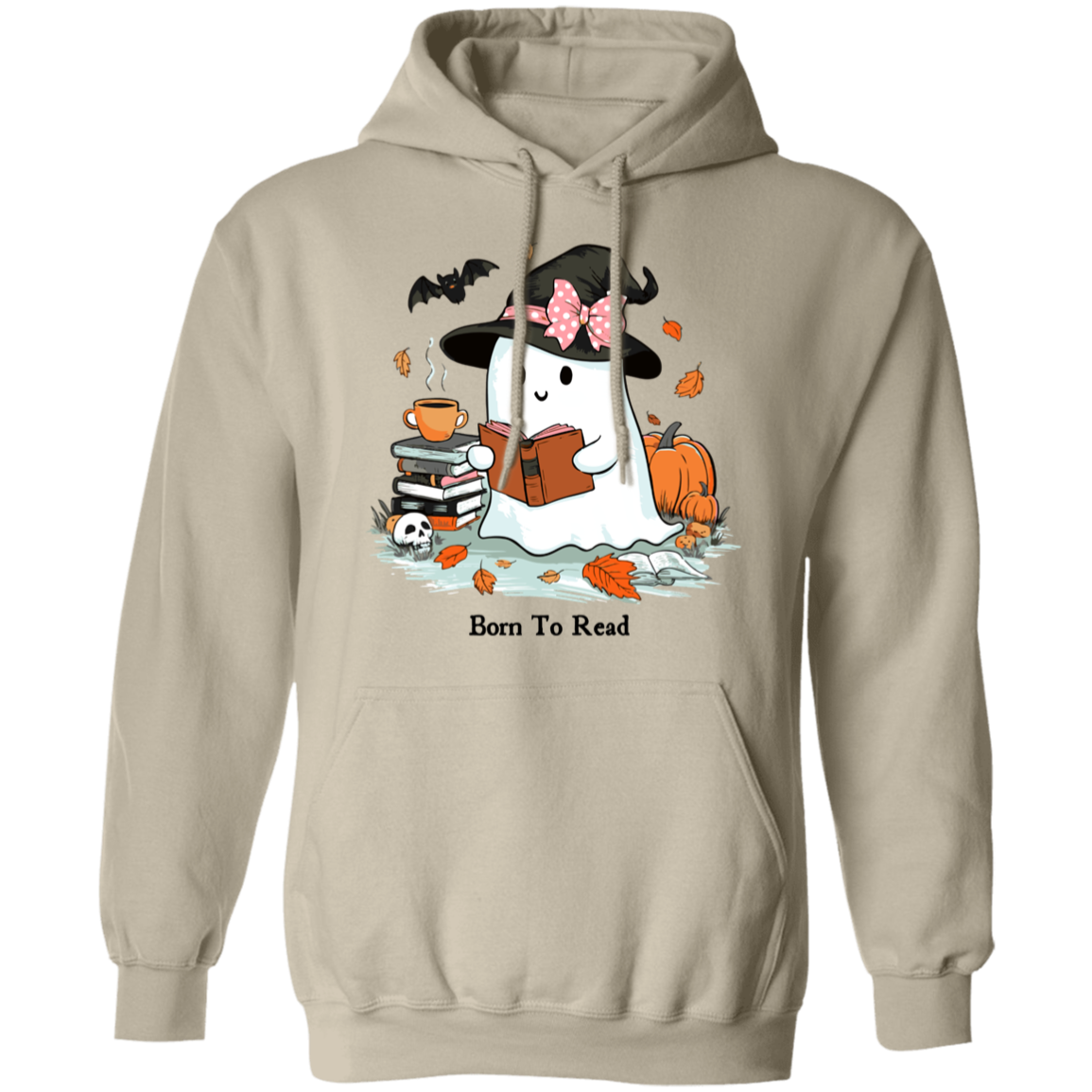 Cute Ghost With Witch Hat Born To Read T-Shirt, Sweatshirt, Hoodie