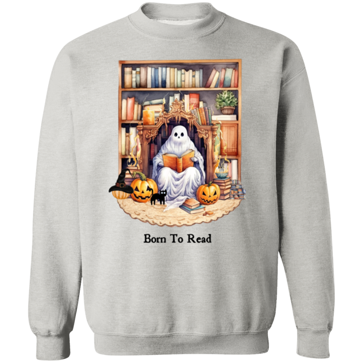 Born To Read Cute Ghost Sitting T-Shirt, Sweatshirt, Hoodie