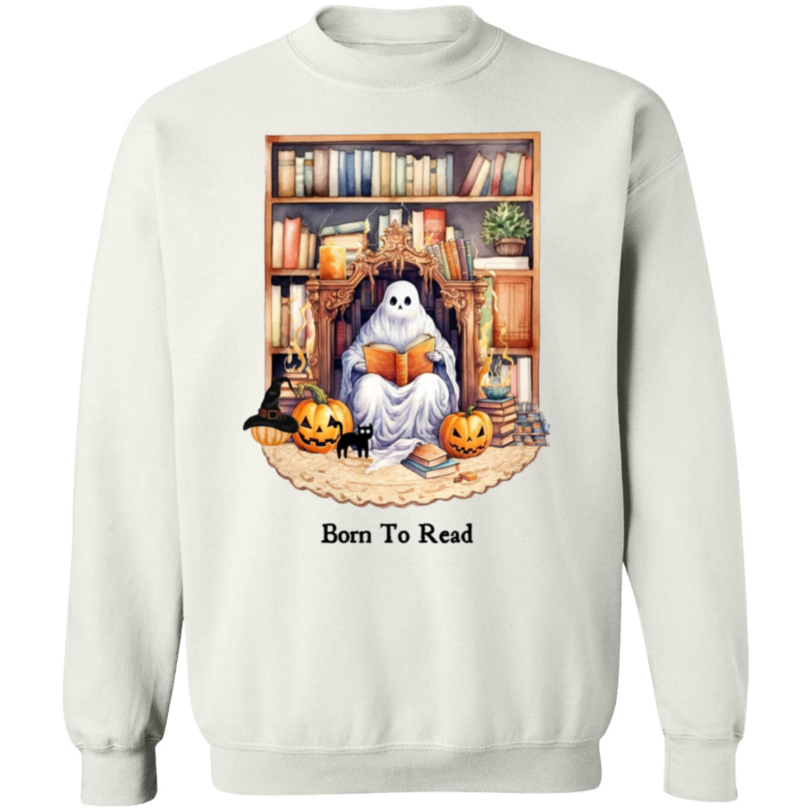 Born To Read Cute Ghost Sitting T-Shirt, Sweatshirt, Hoodie