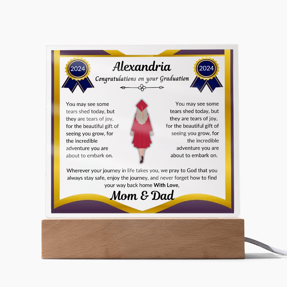 Personalized Graduation Plaque With LED Light - Congratulations On Your Graduation