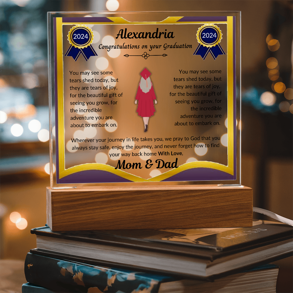 Personalized Graduation Plaque With LED Light - Congratulations On Your Graduation