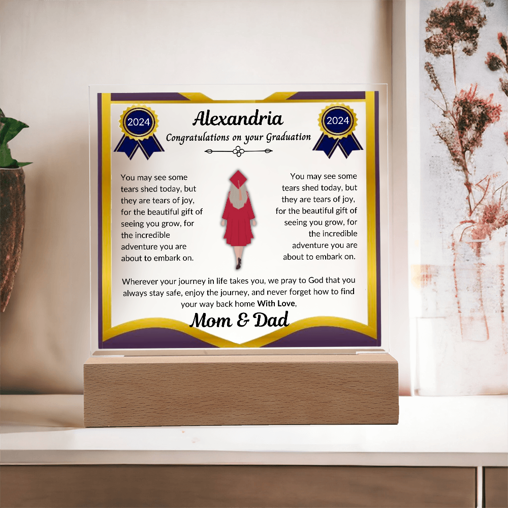 Personalized Graduation Plaque With LED Light - Congratulations On Your Graduation