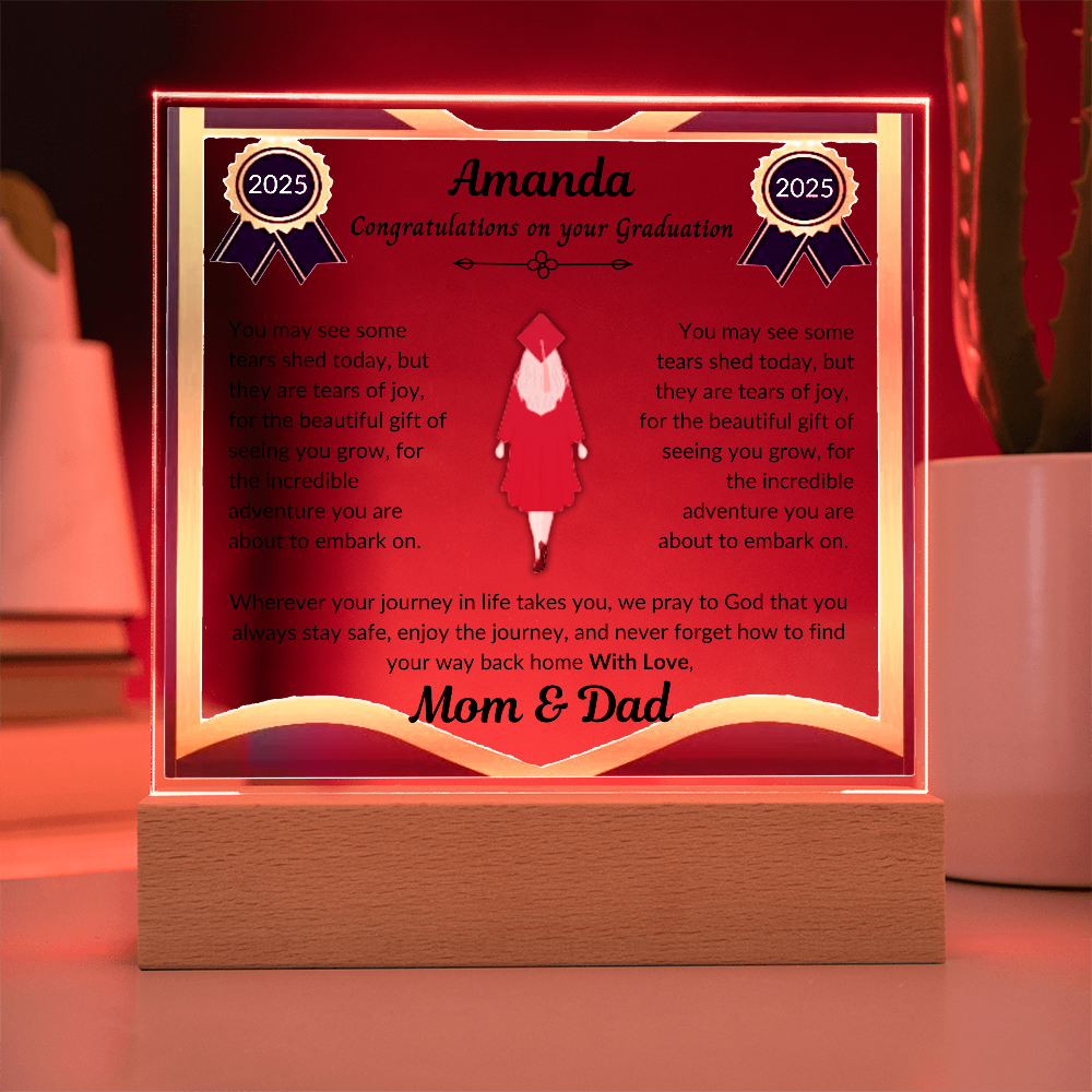 Personalized Graduation Plaque With LED Light - Congratulations On Your Graduation