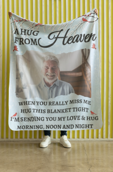 A Hug From Heaven | Personalized Photo Blanket | Gifts For Memorial