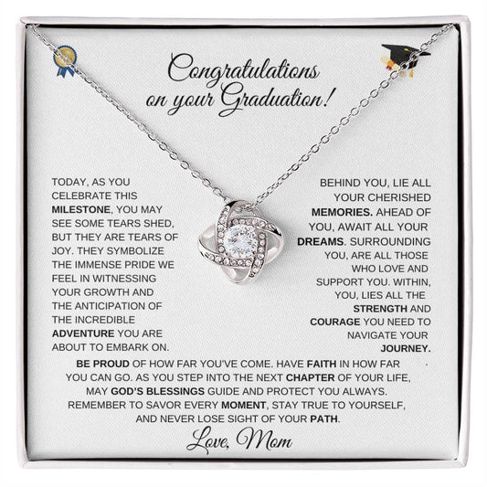 [Almost Sold Out] Graduation: Congratulations on Your Milestone Love Knot Necklace From Mom
