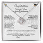 Personalized Graduation Gift: Congratulations on your Graduation Milestone Love Knot Necklace