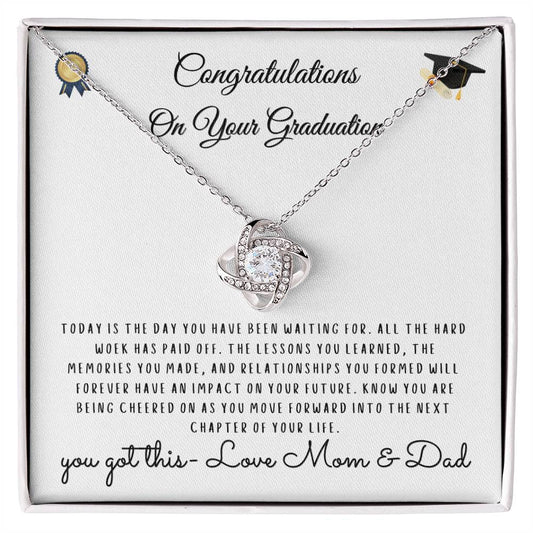 You Got This Love Knot Graduation Necklace From Mom & Dad
