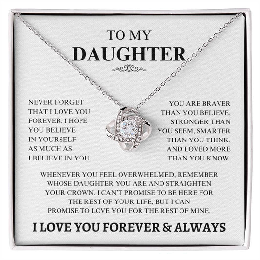 To My Daughter Love Knot Necklace-I Love You Forever & Always