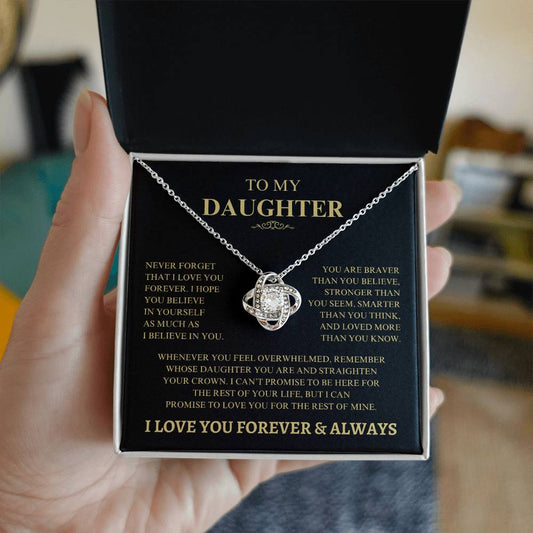 To My Daughter Love Knot Necklace-I Love You Forever & Always