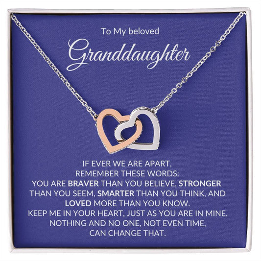 To My Beloved Granddaughter - Interlocking Heart Necklace