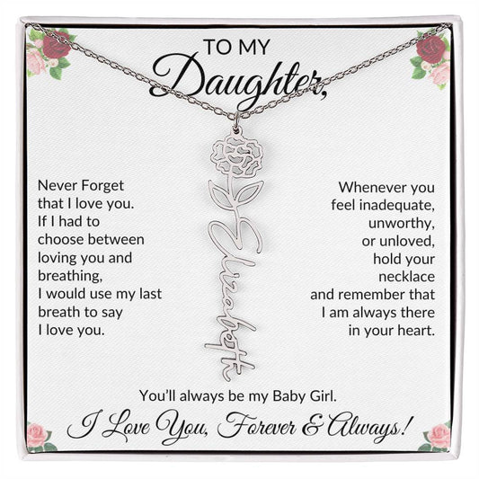 🎁Gift To My Baby Girl Daughter - Flower Name Necklace With Message Card