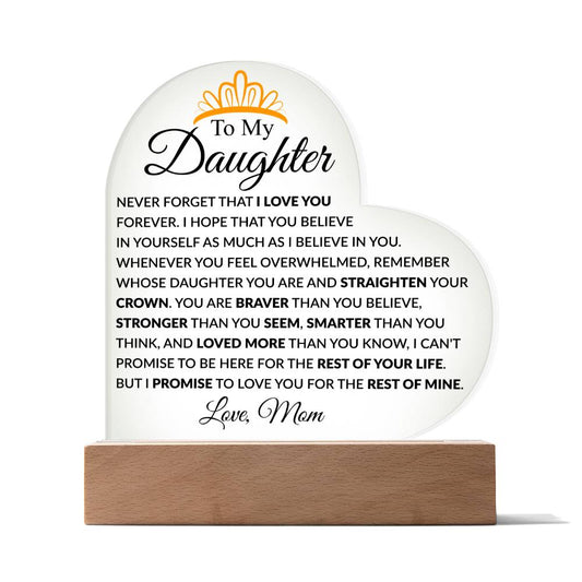 To Daughter From Mom Acrylic Heart Plaque