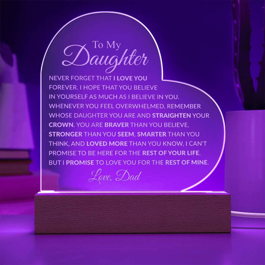 Engraved Heart Acrylic Plaque To Daughter From Dad