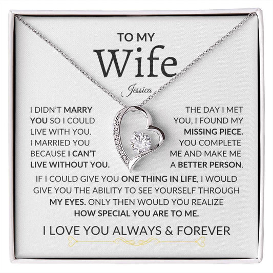 Wife- My Missing Piece Forever Love Necklace (Personalized)