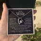 To My Wife- Missing Piece Forever Love Necklace Blk Bkgrd White Text