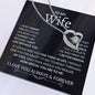 To My Wife- Missing Piece Forever Love Necklace Blk Bkgrd White Text
