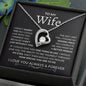 To My Wife- Missing Piece Forever Love Necklace Blk Bkgrd White Text