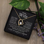 To My Wife- Missing Piece Forever Love Necklace Blk Bkgrd White Text