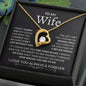To My Wife- Missing Piece Forever Love Necklace Blk Bkgrd White Text