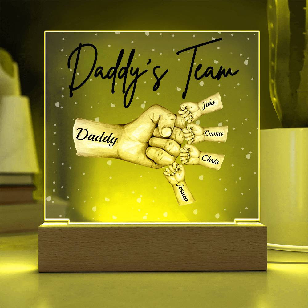 Daddy's Team Personalized Acrylic LED Plaque