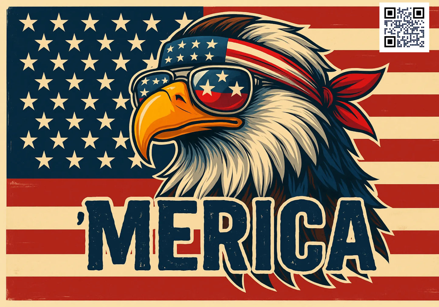 ‘MERICA Freedom Unlocked  Flag – Scan to Laugh, Fly with Pride