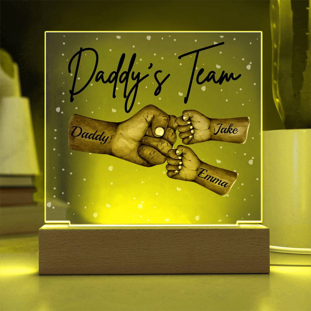 Daddy's Team Personalized Acrylic LED Plaque