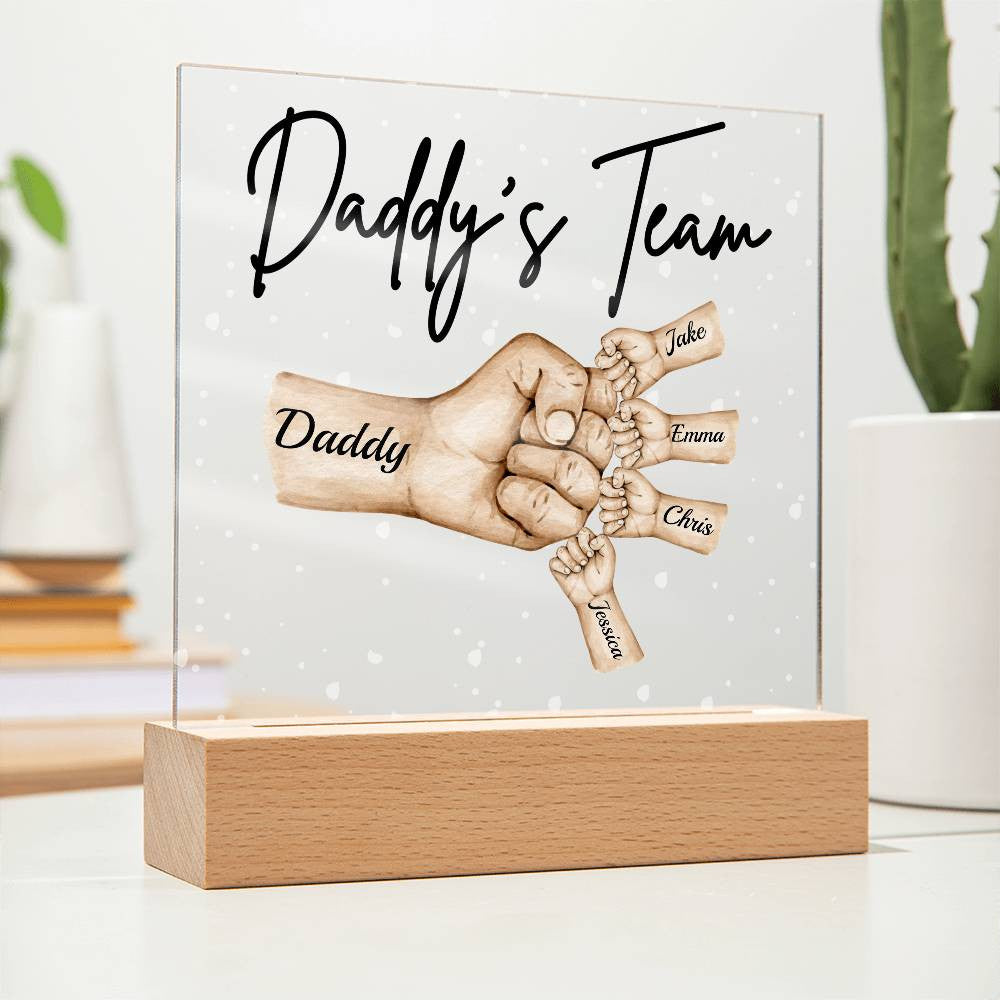 Daddy's Team Personalized Acrylic LED Plaque