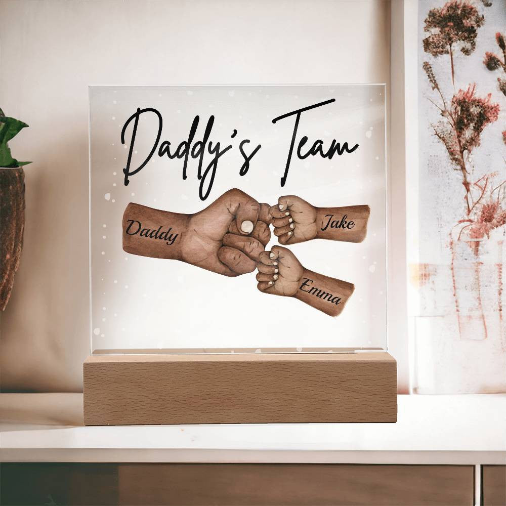 Daddy's Team Personalized Acrylic LED Plaque